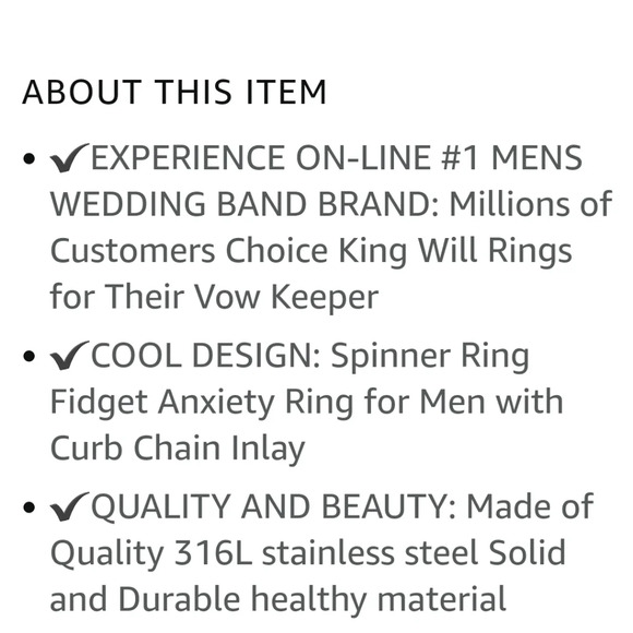 New King Will stainless steel 8mm spinner ring - Picture 6 of 6